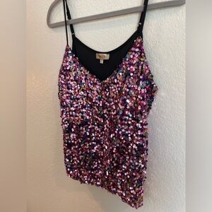 Pink Multicolor Sequin Tank Top - Size Small